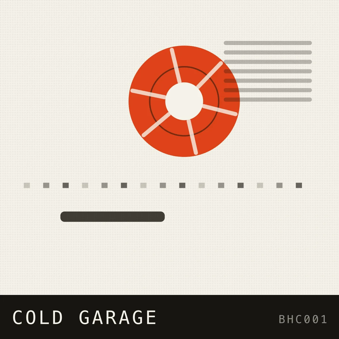Cold Garage cover — an orange reel on a warm grey machine panel.
